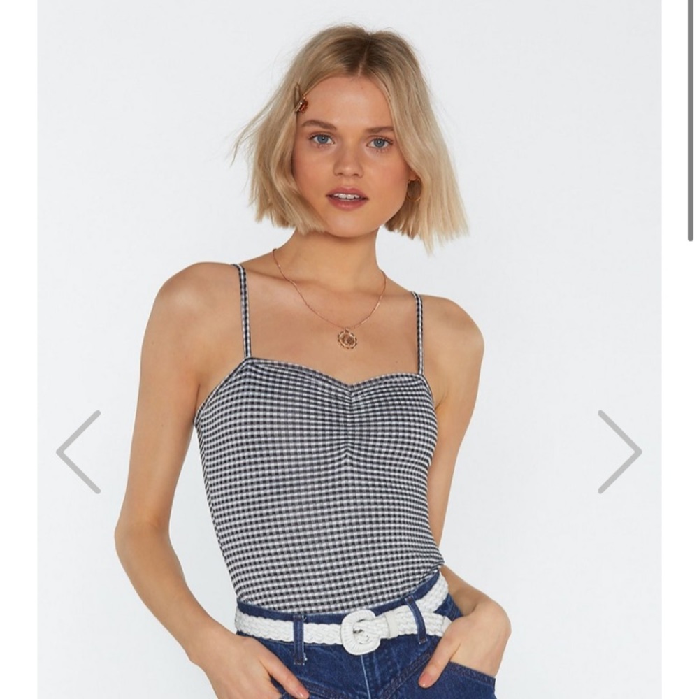 Gingham sweatheart bodysuit
